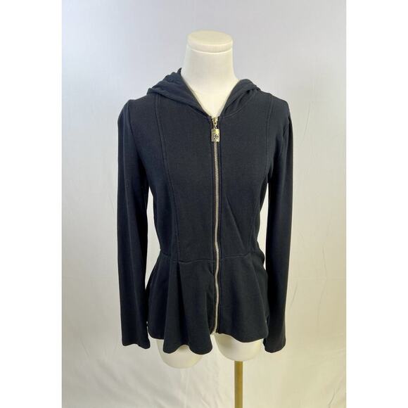 VTG Women’s Hoodie Jacket Black Sz M Embellished Zip Up Goth Vamp USA Made - Picture 1 of 12